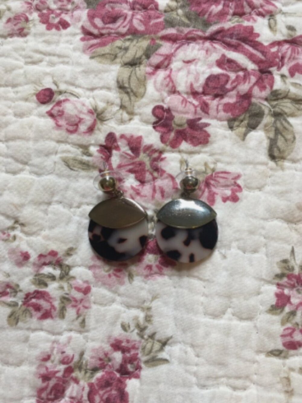 Loft Earrings - Goldtone & Tortoiseshell Drop Earrings - For Pierced Ears